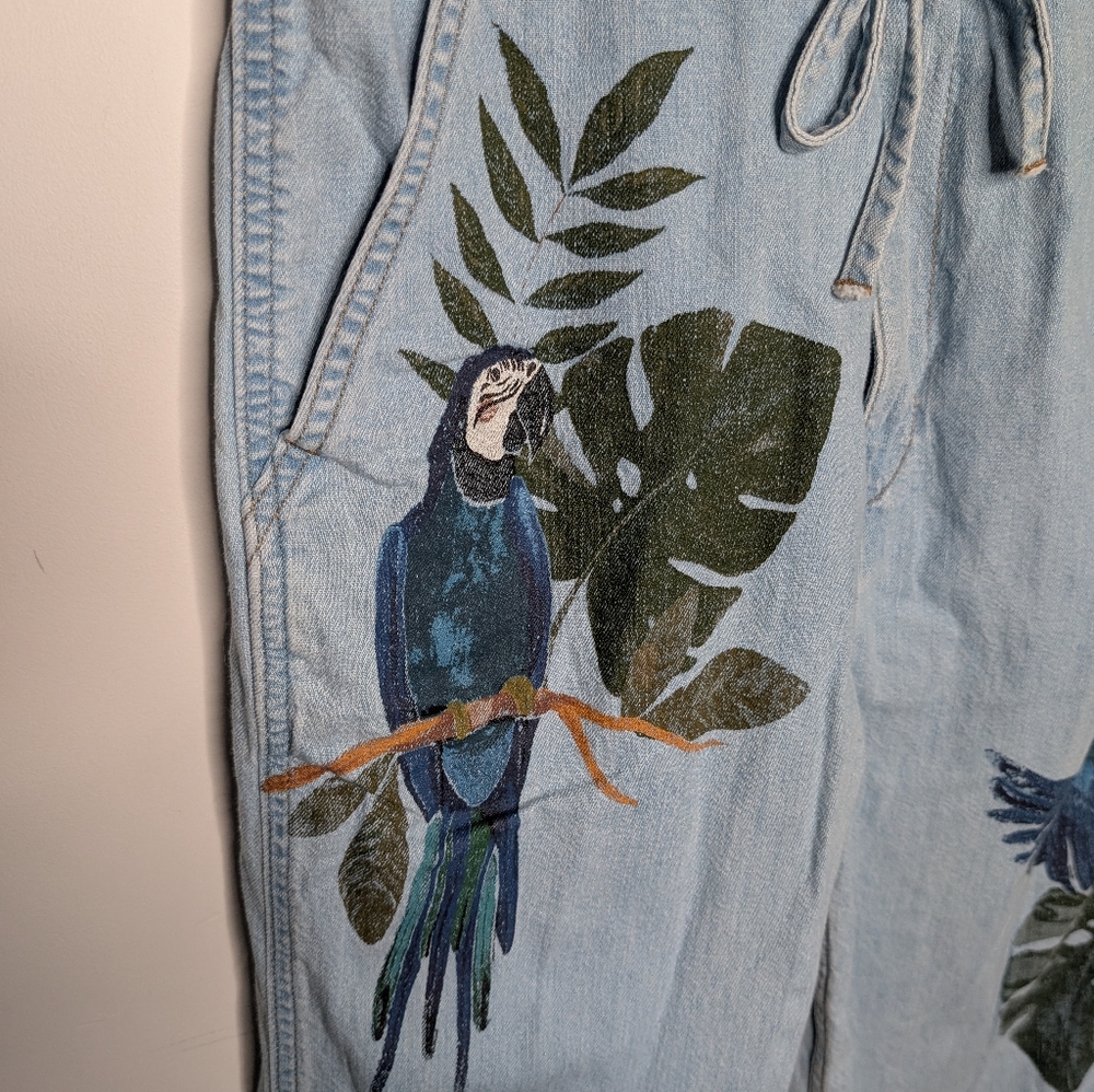 FARM Rio Light Blue Denim Jumpsuit with Parrot Print - Picture 5 of 8